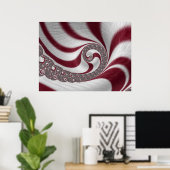 Psychedelische Fantasy Gestreepte Magenta Witte Sp Poster (Thuiskantoor)