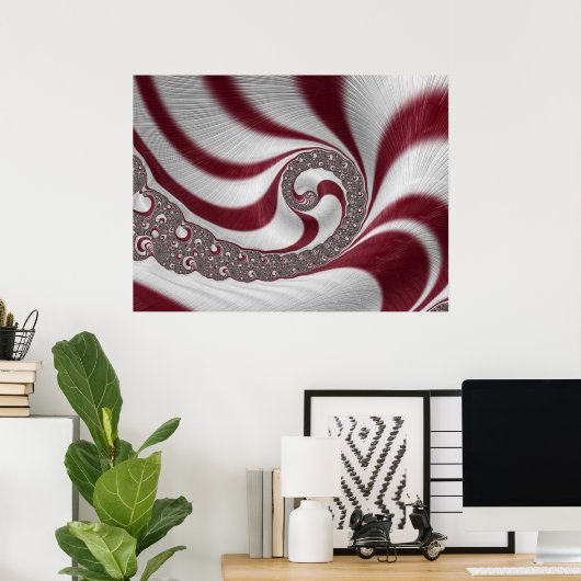 Psychedelische Fantasy Gestreepte Magenta Witte Sp Poster (Thuiskantoor)