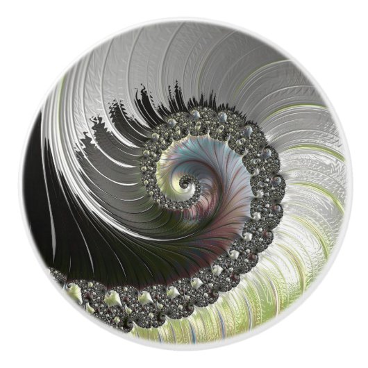 Psychedelische Fantasy Spiral Fractal Keramische K Knop (Voorkant)
