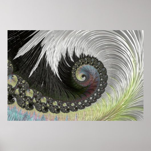 Psychedelische Fantasy Spiral Groovy Fractal Art Poster (Voorkant)