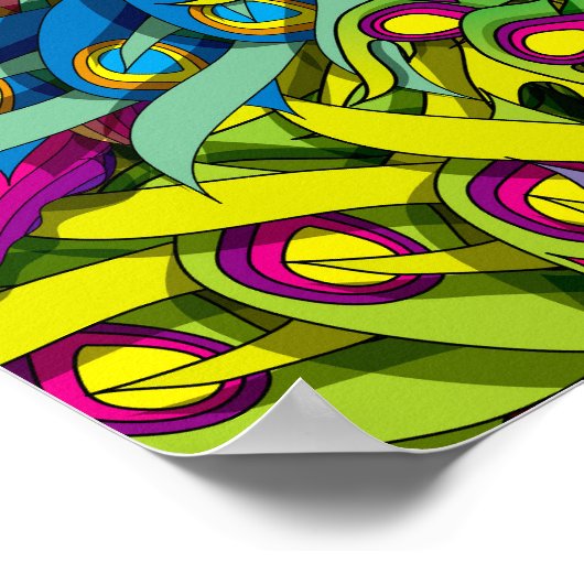 Psychedelische Feather Frenzy Poster (Hoek)