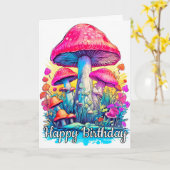 Psychedelische Forest Mushroom Illustratie Kaart (Gele Bloem)