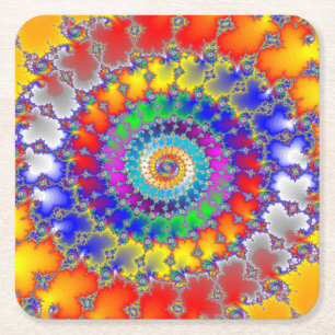 Psychedelische fractal kartonnen onderzetters
