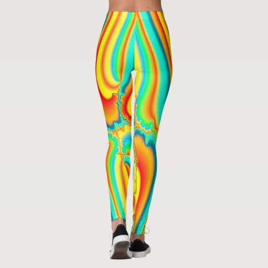 Psychedelische fractal kleurrijke custom leggings (Achterkant)