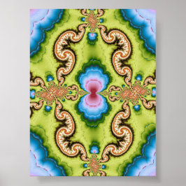Psychedelische Fractale Draak Patroon Kunst Poster