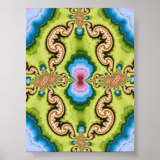 Psychedelische Fractale Draak Patroon Kunst Poster (Voorkant)