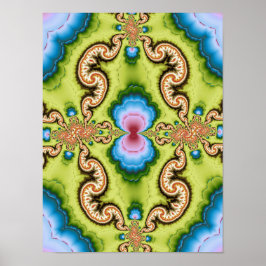 Psychedelische Fractale Draak Patroon Kunst Poster