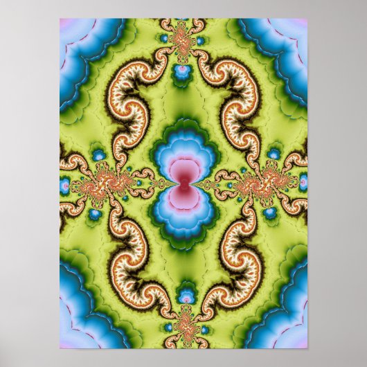 Psychedelische Fractale Draak Patroon Kunst Poster (Voorkant)