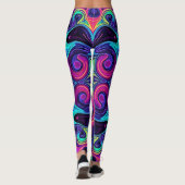 Psychedelische Fractale Leggings met Neon Mandala  (Achterkant)