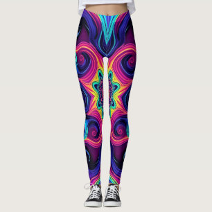 Psychedelische Fractale Leggings met Neon Mandala