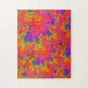 Psychedelische Funky Hippie Boho Neon Regenboog Fr Legpuzzel