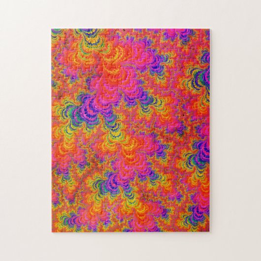 Psychedelische Funky Hippie Boho Neon Regenboog Fr Legpuzzel (Verticaal)