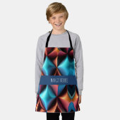 Psychedelische Geometrische Honingraat Blauw Patro Schort (Gedragen)