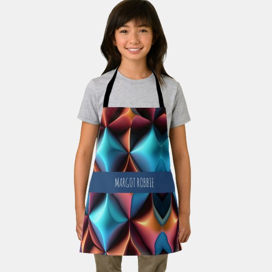 Psychedelische Geometrische Honingraat Blauw Patro Schort (Insitu)