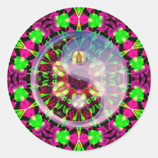 Psychedelische Geometrische Yin Yang Sticker (Voorkant)