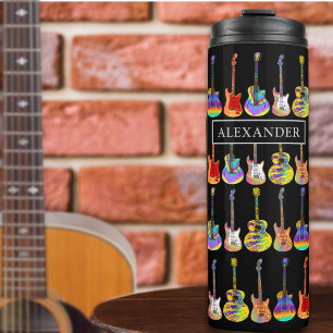 Psychedelische Gitaar Pop Art Persoonlijk Thermosbeker