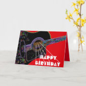Psychedelische Gitaar Verjaardag Kaart (Gele Bloem)