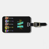 Psychedelische gitaren monogram musicus bagagelabel (Voorkant horizontaal)
