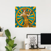 Psychedelische Gitarist Poster Levendig Retro Muzi (Thuiskantoor)