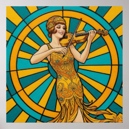 Psychedelische Gitarist Poster Levendig Retro Muzi