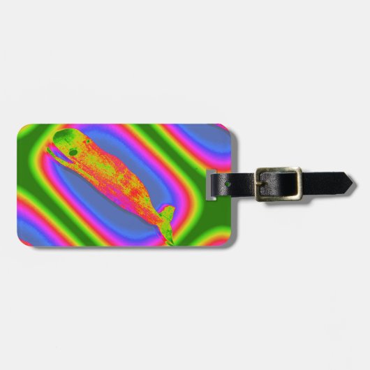 psychedelische glimlachende walvis bagage label (Voorkant horizontaal)