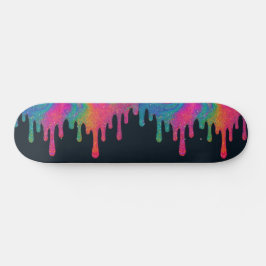 Psychedelische Glitter Neon Paint Drip Skateboard