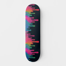 Psychedelische Glitter Neon Paint Drip Skateboard