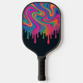 Psychedelische Glittery Neon Drip Pickleball Paddl Pickleball Paddle