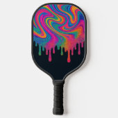 Psychedelische Glittery Neon Drip Pickleball Paddl Pickleball Paddle (Achterkant)
