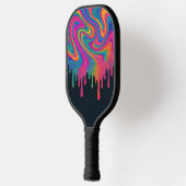 Psychedelische Glittery Neon Drip Pickleball Paddl Pickleball Paddle (Links)
