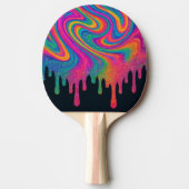 Psychedelische Glittery Neon Drip Ping Pong Paddle Tafeltennisbatje (Voorkant)