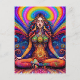 Psychedelische Godin Regenboog Meditatie Kunst Briefkaart
