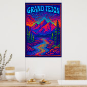 Psychedelische Grand Teton Poster (Keuken)