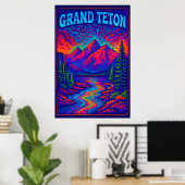 Psychedelische Grand Teton Poster (Thuiskantoor)