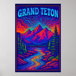 Psychedelische Grand Teton Poster