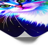 Psychedelische grillige kerst kitten wachten poster (Hoek)