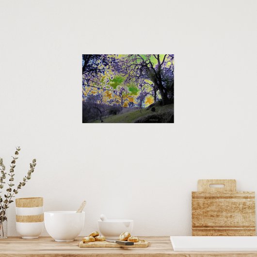 psychedelische groene en gele hemel poster (Keuken)