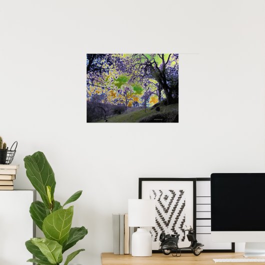 psychedelische groene en gele hemel poster (Thuiskantoor)