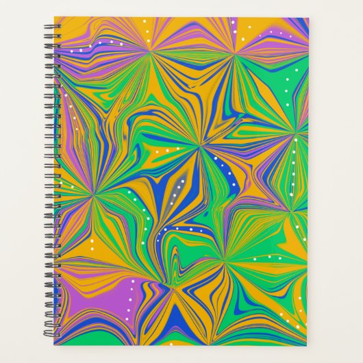 Psychedelische groene mix abstract kleurrijk planner (Voorkant)