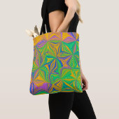 Psychedelische groene mix abstract kleurrijk tote bag (Dichtbij)