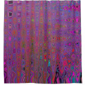 Psychedelische Groovy Magenta Retro Atoomgolven Douchegordijn (Voorkant)