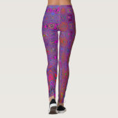 Psychedelische Groovy Magenta Retro Atoomgolven Leggings (Achterkant)