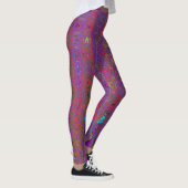 Psychedelische Groovy Magenta Retro Atoomgolven Leggings (Rechts)