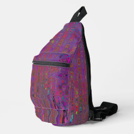 Psychedelische Groovy Magenta Retro Atoomgolven Sling Bag