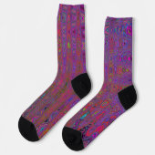 Psychedelische Groovy Magenta Retro Atoomgolven Sokken (Links)