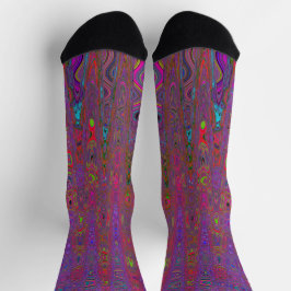 Psychedelische Groovy Magenta Retro Atoomgolven Sokken