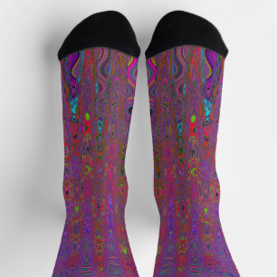 Psychedelische Groovy Magenta Retro Atoomgolven Sokken
