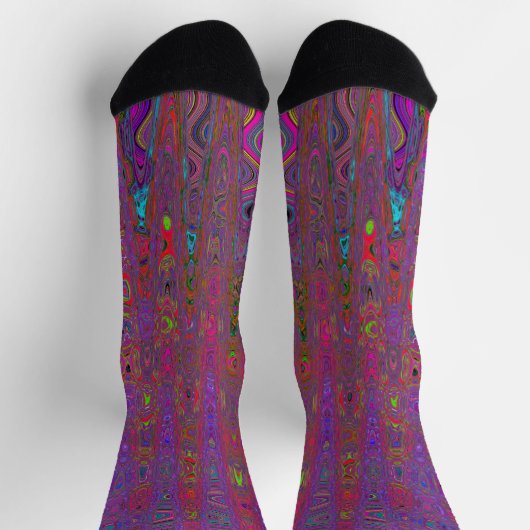Psychedelische Groovy Magenta Retro Atoomgolven Sokken (Top)