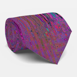 Psychedelische Groovy Magenta Retro Atoomgolven Stropdas
