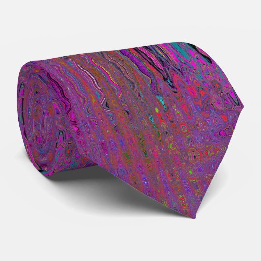 Psychedelische Groovy Magenta Retro Atoomgolven Stropdas (Opgerold)